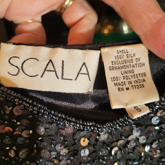 SCALA vintage sequin & beads black midi sheath dress - S.         G47 - Picture 3 of 5